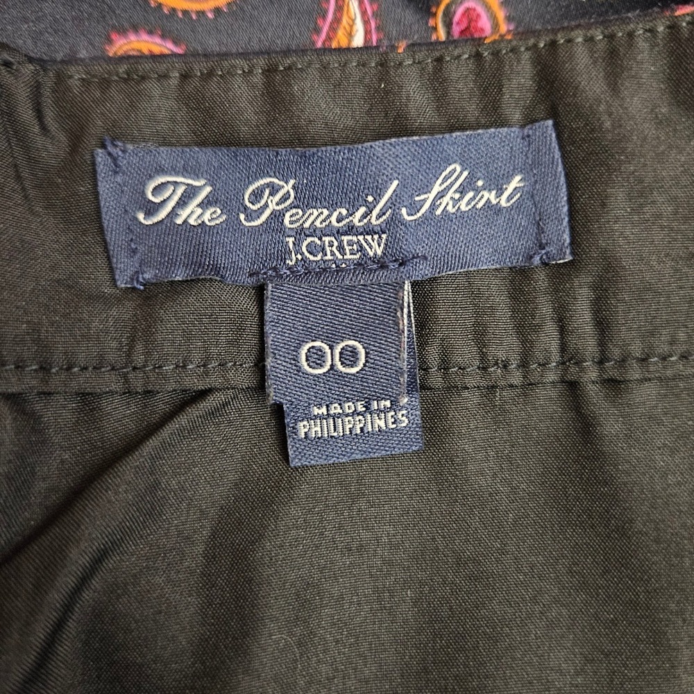 J.Crew The Pencil Skirt Paisley Medallion Border Print Cotton Size 00 - Picture 3 of 7